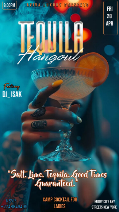Aqua Futuristic This Image Is A Sophisticated And Enticing Poster Design, Clearly Promoting A "tequi Instagram 快拍 template
