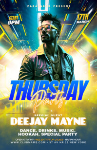 Aqua Futuristic Thursday Night Club Party  Half Page Wide template