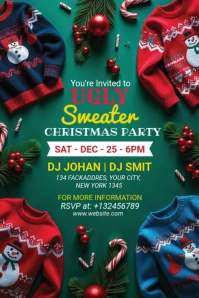 Aqua Futuristic Ugly Sweater   Template Pinterest Graphic