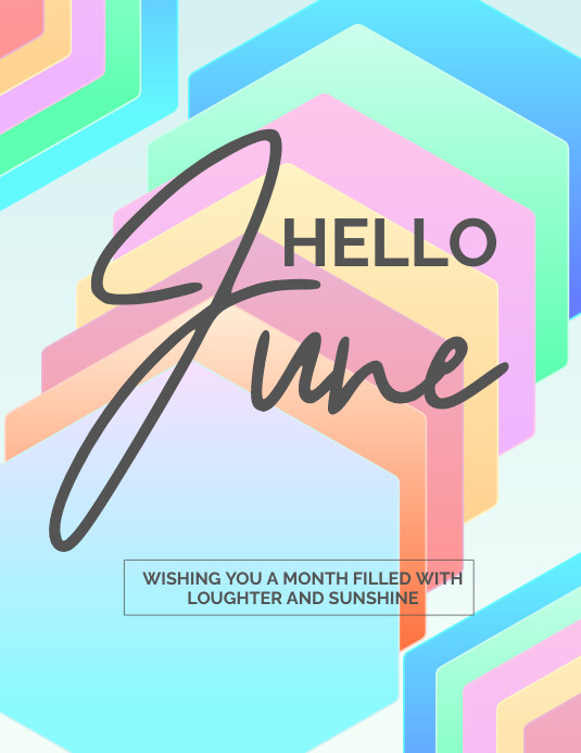 Copy of Aqua Geometric Hello June Flyer (us Letter) | PosterMyWall