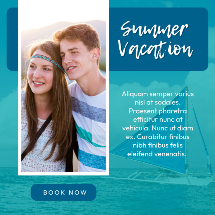 Aqua Geometric Summer Vacation Design Instagram Post