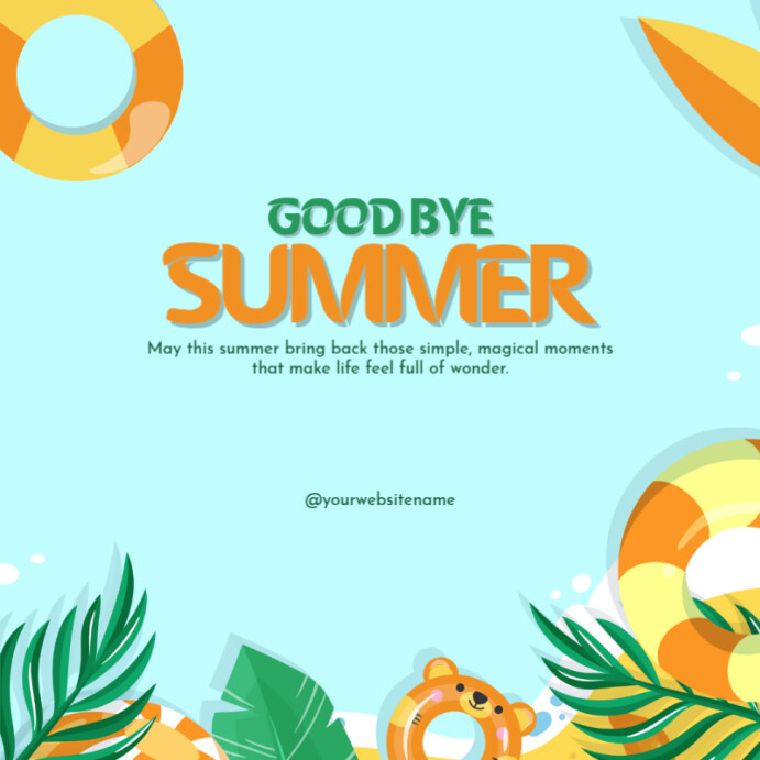 Aqua Good Bye Summer Instagram Post Template | PosterMyWall