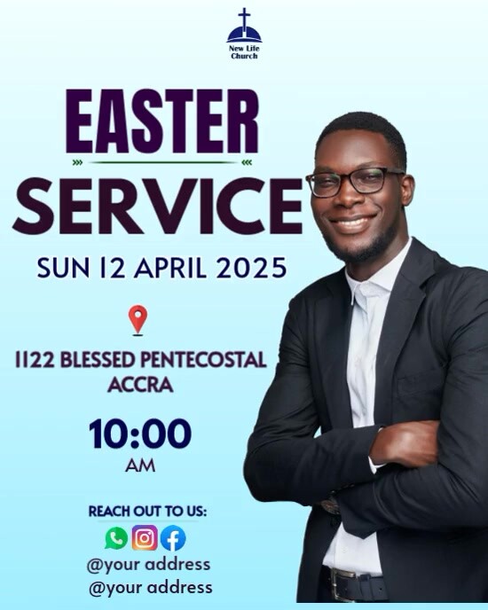 Aqua Gradient Easter Service Instagram Poster Flyer  Instagram Portrait template