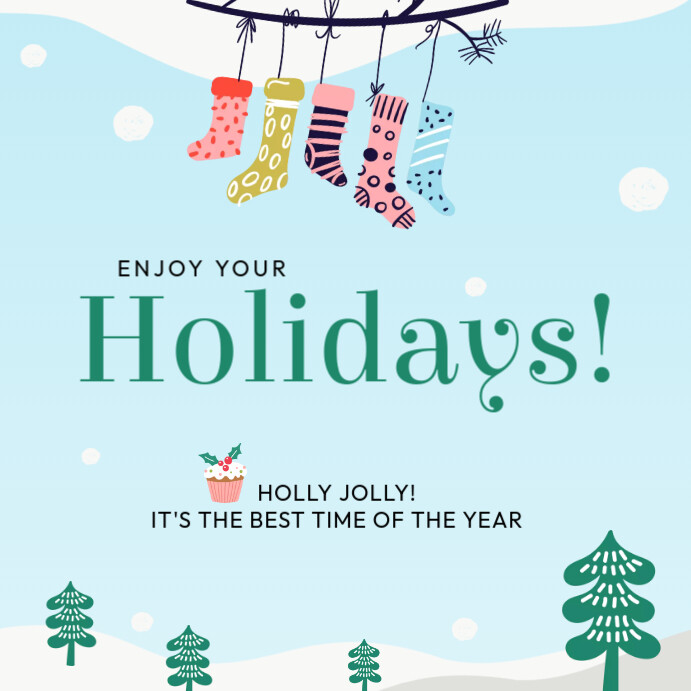 Aqua Gradient Enjoy Your Holidays Instagram Post