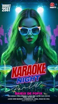 Aqua Gradient Night Club Party Digital Display (9:16) template