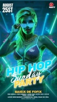 Aqua Gradient Night Club Party Digital Display (9:16) template
