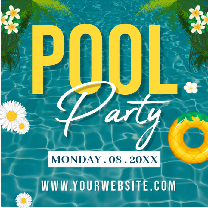 Aqua Gradient Pool Party Instagram Post template