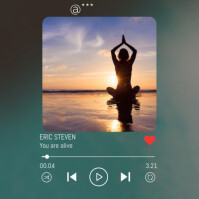 Aqua Gradient Serenity Glow Spiritual Album Cover With Yoga Silhouette  Album Cover Albumcover template