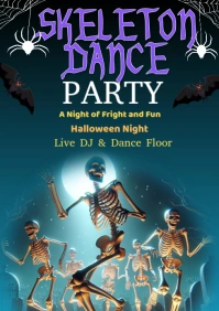 Aqua Gradient Skeleton Dance Party A2 template