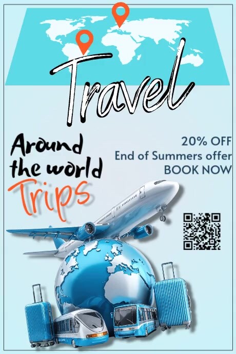 Aqua Gradient Travel  Poster template