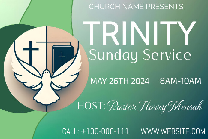 Aqua Gradient Trinity Sunday Church Poster Template | PosterMyWall