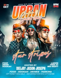 Aqua Gradient Urban Star Stripes Night Club Party  Poster/wallboard Póster/Tablero template