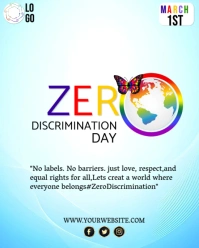 Aqua Gradient Zero Discrimination Day  Instagram Portrait template