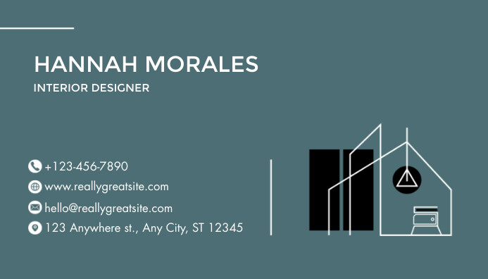 Aqua  Green And White Modern Interior Design Business Card template