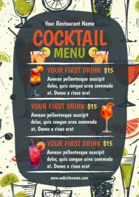 Aqua Grunge Cocktail A5 template