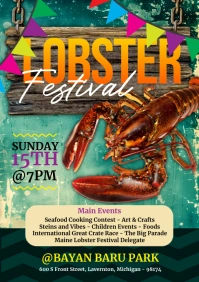 Aqua Grunge Lobster Festival A5 template