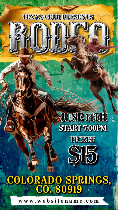 Aqua Grunge Rodeo Flyer Digital Display (9:16 Ekran reklamowy (9:16) template