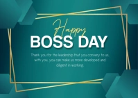 Aqua Happy Boss Day Postcard Postal template