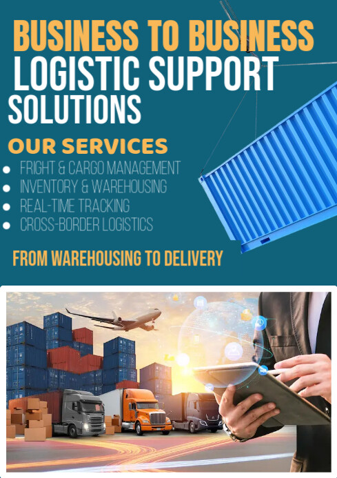 Aqua Illustrative Business To Business Logistics Solution A2 template