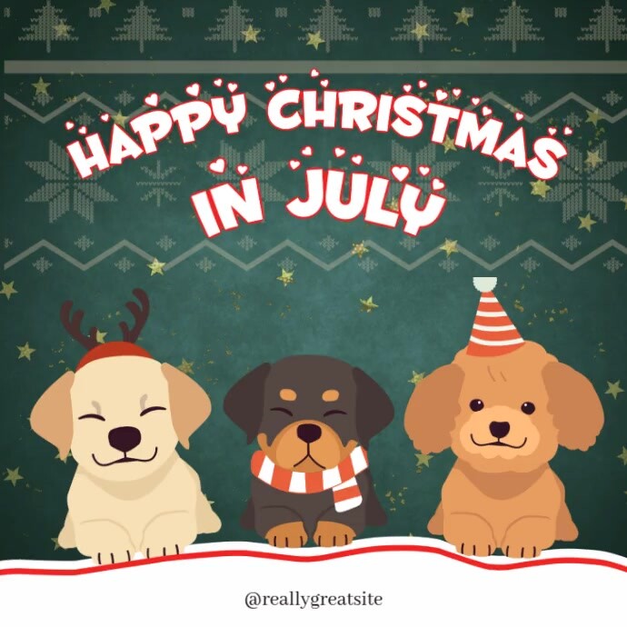 Aqua Illustrative Christmas In July Instagram Post template