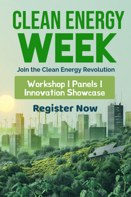 Aqua Illustrative Clean Energy Week Poster Plakkaat template