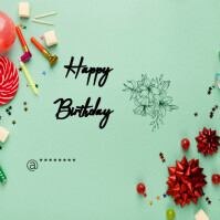 Aqua Illustrative Creative Kids Birthday Template  Instagram Post