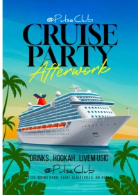 Aqua Illustrative Cruise Party A5 template