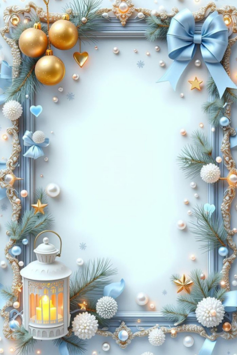 Holiday Program Frame Design Copy of Aqua Illustrative Elegant Holiday Frame-blue &gold Poster ...