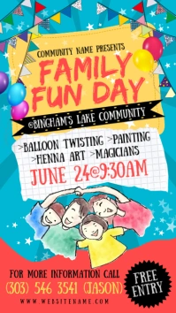 Aqua Illustrative Family Fun Day Instagram St template