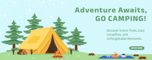 Aqua Illustrative Go Camping/camp/scout/green/mountain/outdoor/illustrative/travel/adventure Twitch Twitch-banner template