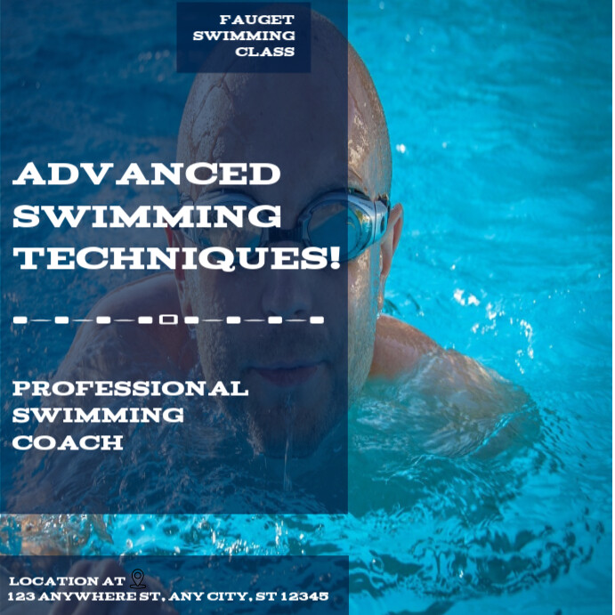 Aqua Illustrative  Grey Advanced Swimming Class Instagram Post Instagram Post template