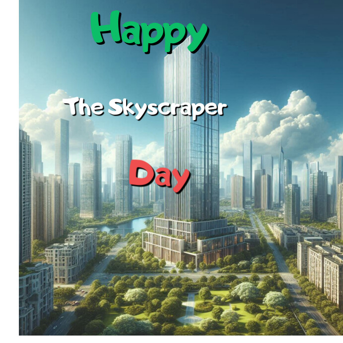 Aqua Illustrative Happy Skyscraper Day  Instagram Post template