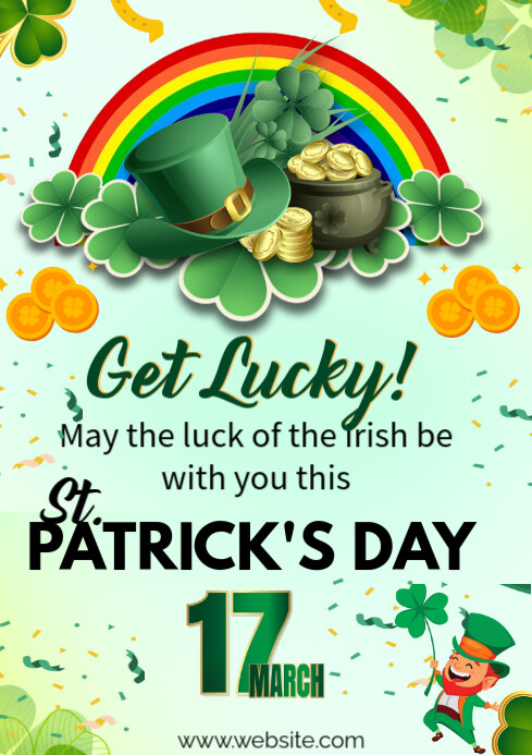 Aqua Illustrative Happy St. Patrick's Day A4 template