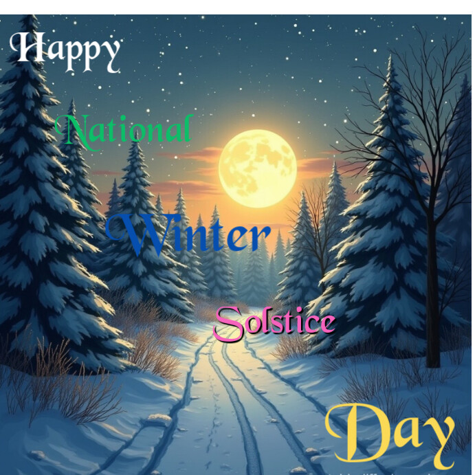 Aqua Illustrative Happy Winter Solstice Day  Instagram Post template