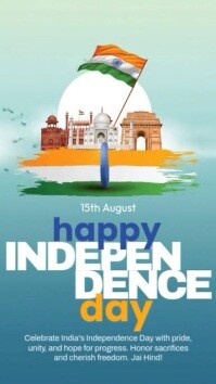 Aqua Illustrative Independence Day Of India Instagram Story template