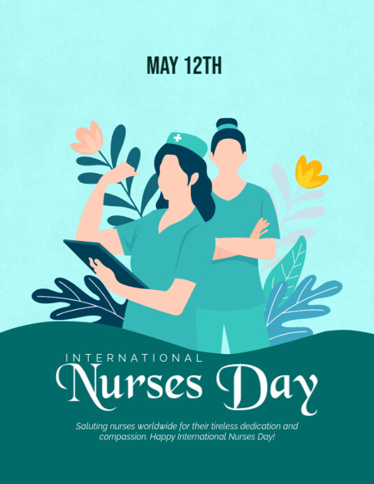 Aqua Illustrative International Nurses Day Flyer (us Letter) template