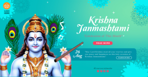 สีเทอร์ควอยซ์ Krishna Janmashtami Celebration ปกอีเวนต์บน Facebook Template