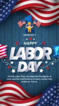 Aqua Illustrative Labor Day Instagram Story template