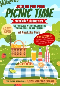Aqua Illustrative Picnic A5 template