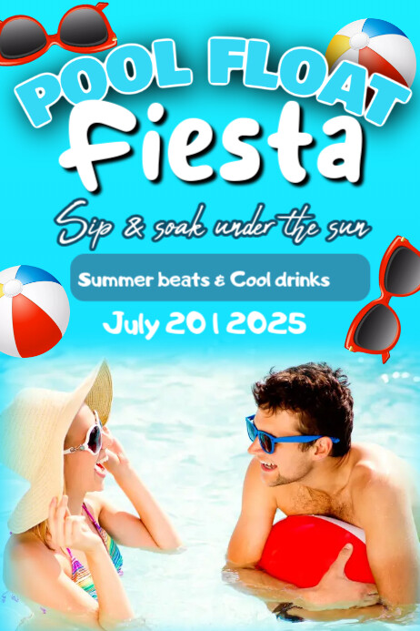 Aqua Illustrative Pool Float Fiesta Poster เทมเพลต | PosterMyWall