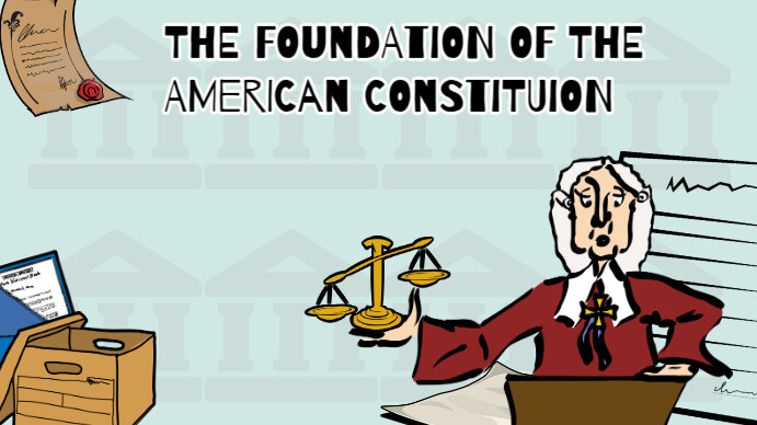 Aqua Illustrative Powerpoint American Constitution P Presentation (16:9 ...