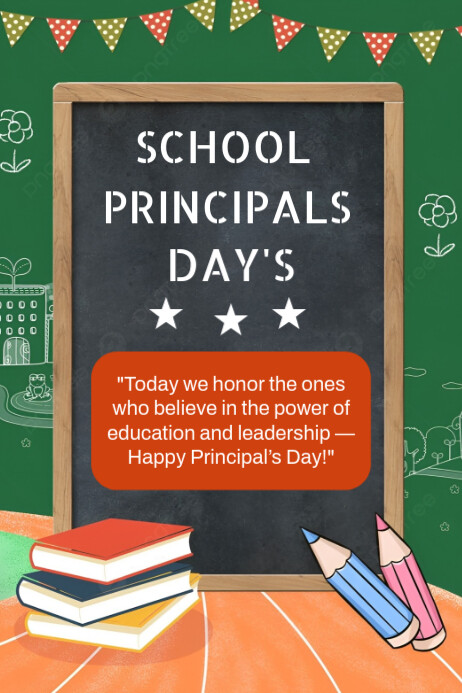 Aqua Illustrative School Principal's Day Poster Template | PosterMyWall