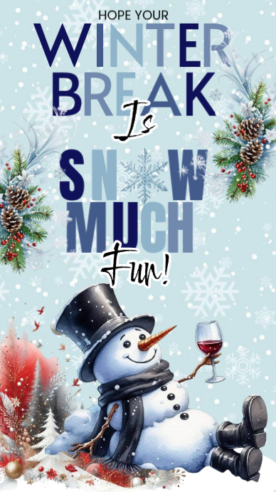 Aqua Illustrative Snowman Winter Break Gift Tag Instagram Story ...