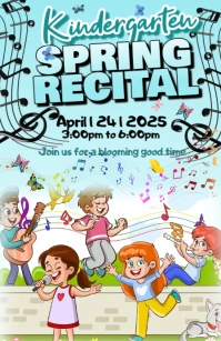 Aqua Illustrative Spring Recital Tabloid template
