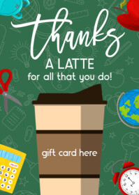 Turkusowy Thank You Gift Card A6 Template