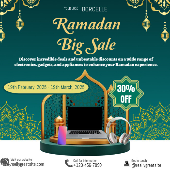 Copy of Aqua Illustrative Teal And Gold Modern Ramadan Sale Instagram ...