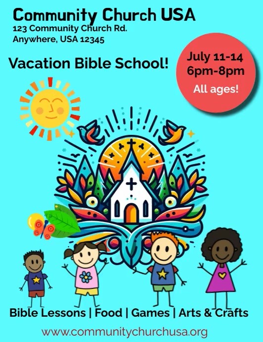 Vbs Letters Aqua Illustrative Vacation Bible School VBS a Modelo | PosterMyWall