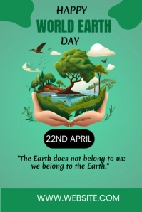 Aqua Illustrative World Earth Day  Pinterest Graphic template