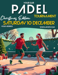 Aqua Illustrativo Padel Christmas Tournament Volantino (us Letter) Flyer (Letter pang-US) template
