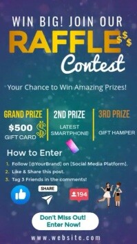 Custom Raffle Reel Grand Raffle Template | PosterMyWall